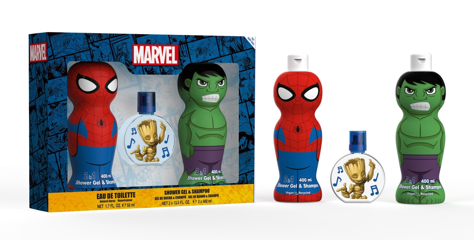 SPIDERMAN HULK SET FIGURES 1D SHOWER GEL & SHAMPOO 400ML